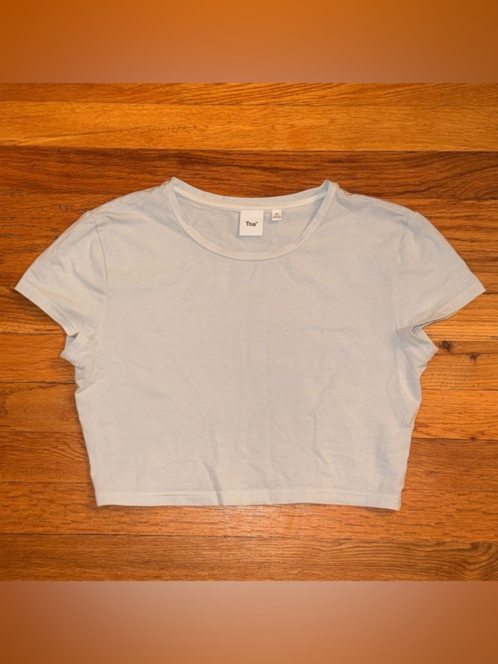 TNA Aritzia Baby‎ Blue Crop Tee Baby Tee size Medium